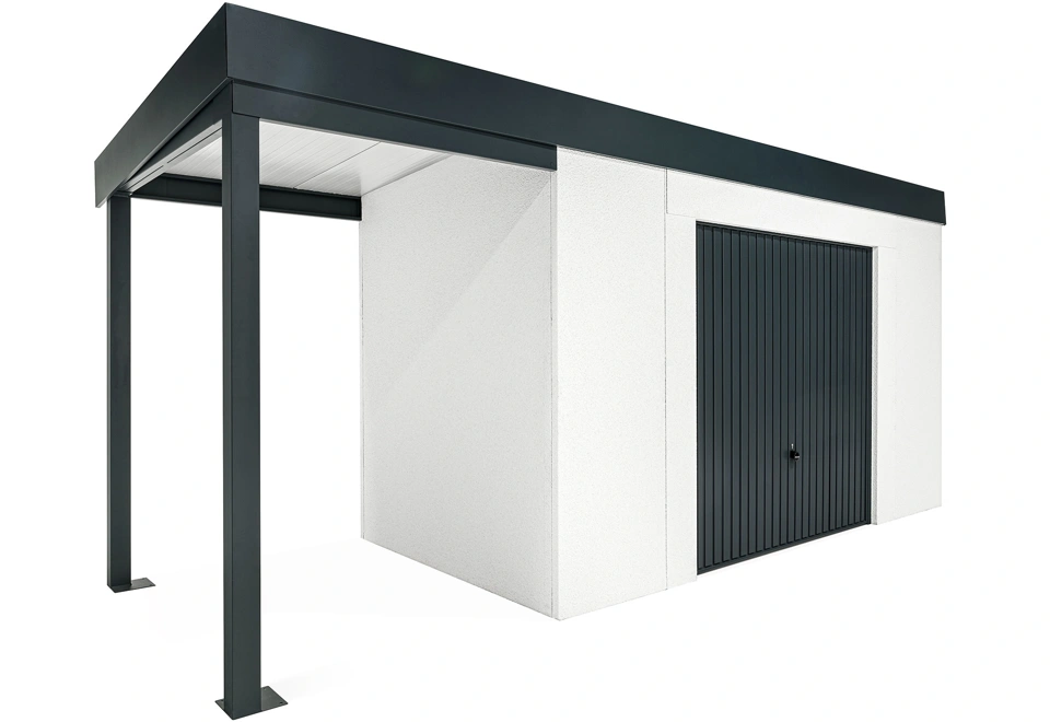 GARDEON® House with safety garage door with left carport