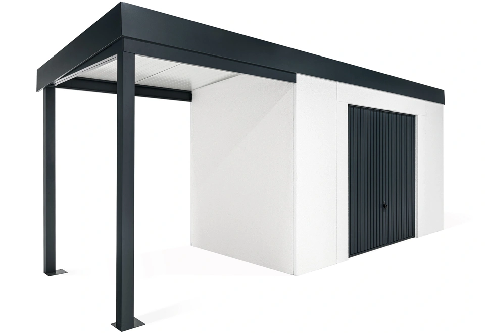 GARDEON® House with safety garage door with left carport