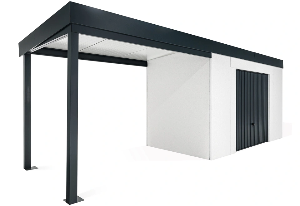 GARDEON® House with safety garage door with left carport