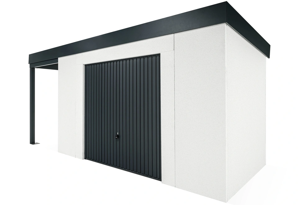 GARDEON® House with safety garage door with left carport