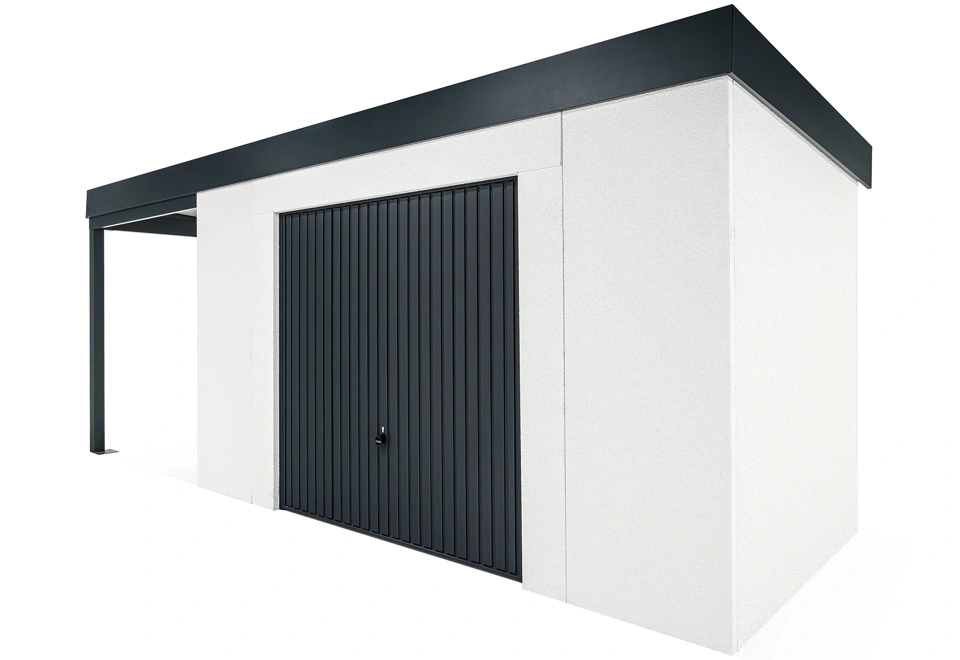 GARDEON® House with safety garage door with left carport