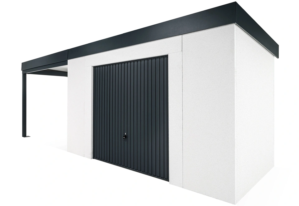GARDEON® House with safety garage door with left carport