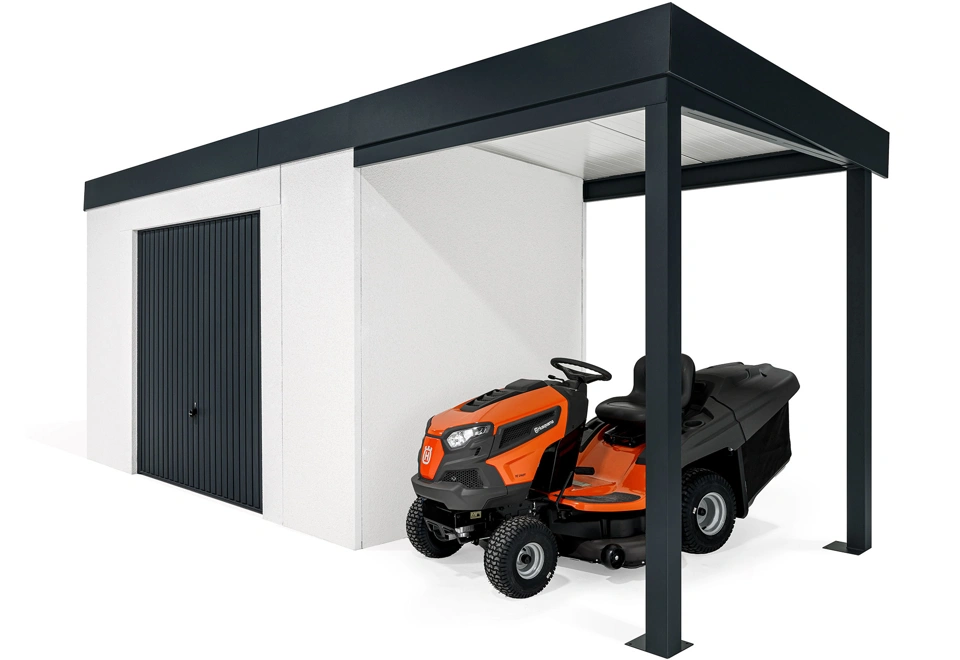 GARDEON® House with safety garage door with right carport
