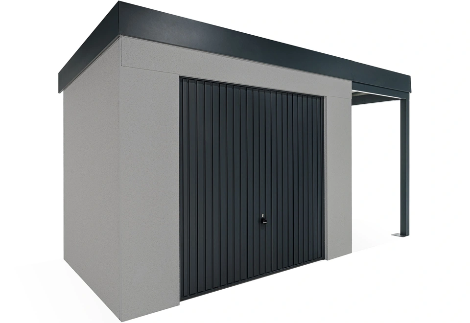 GARDEON® House with safety garage door with right carport