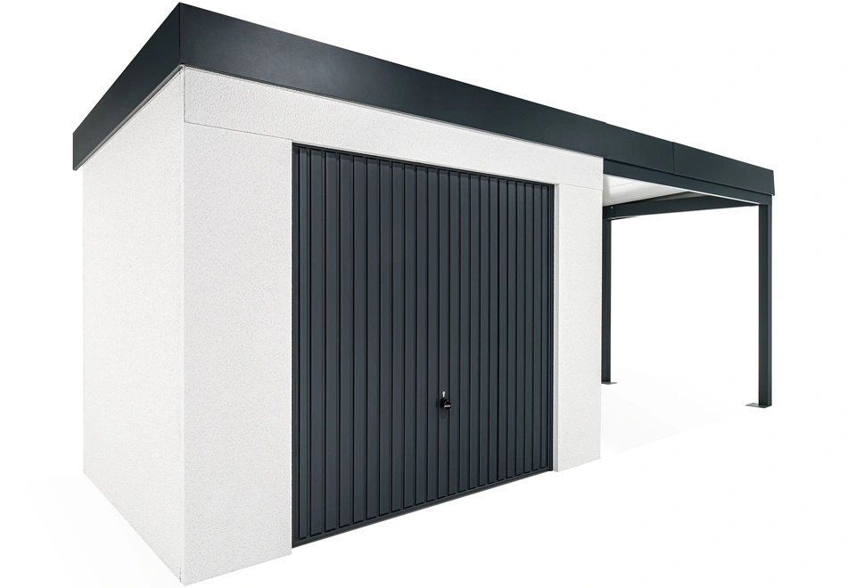 GARDEON® House with safety garage door with right carport