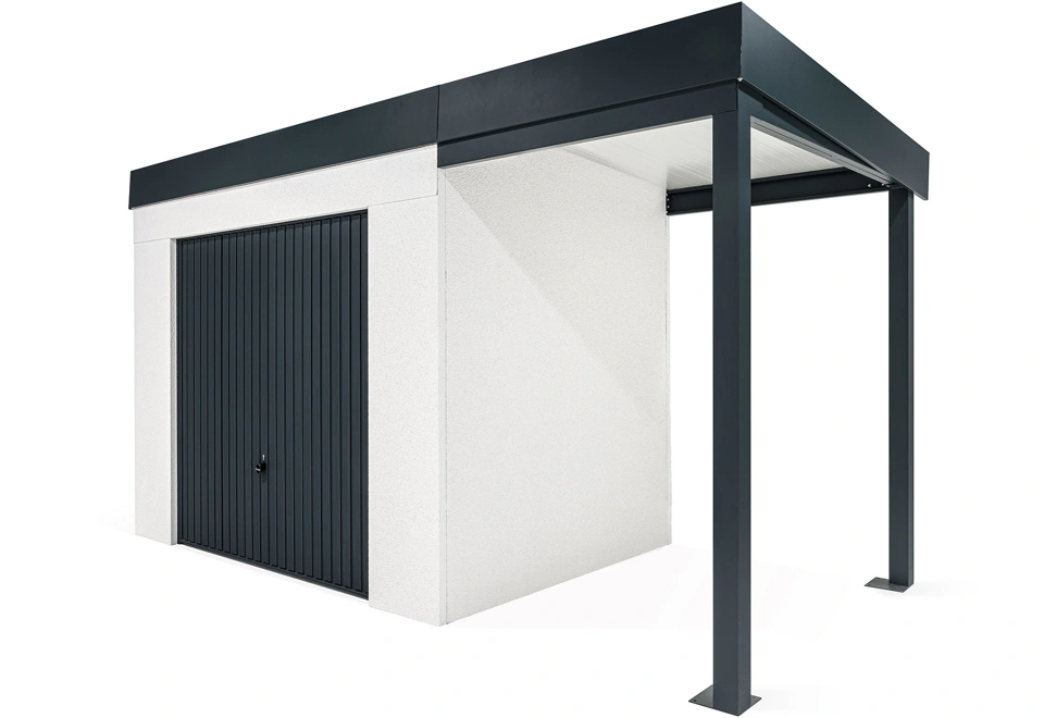 GARDEON® House with safety garage door with right carport