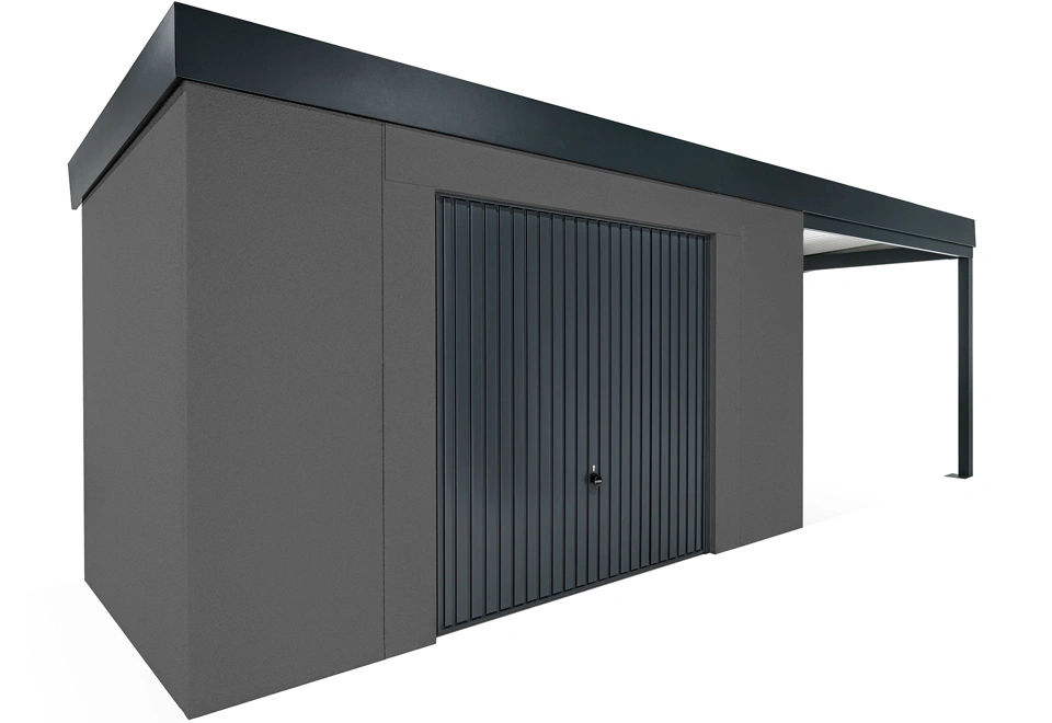 GARDEON® House with safety garage door with right carport