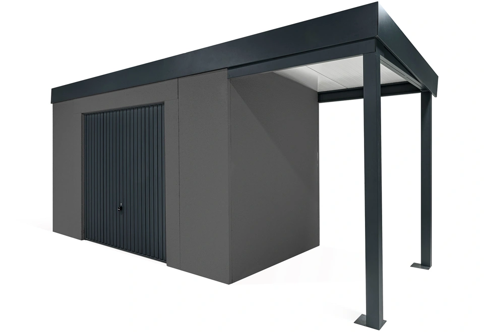 GARDEON® House with safety garage door with right carport