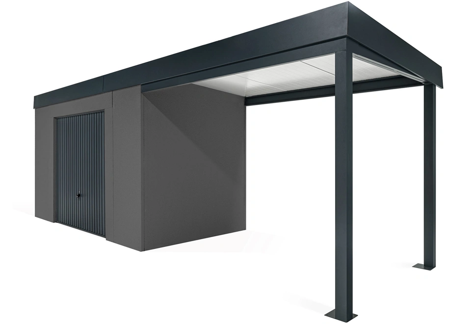 GARDEON® House with safety garage door with right carport