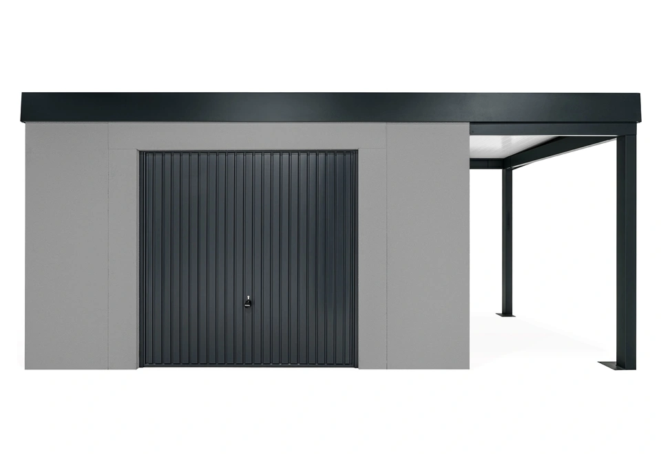 GARDEON® House with safety garage door with right carport