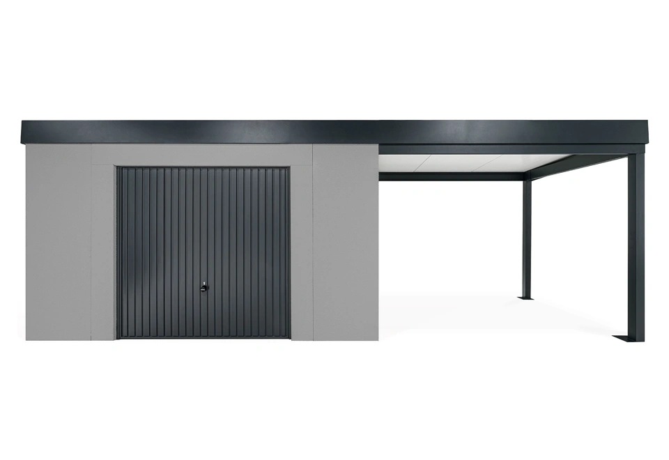 GARDEON® House with safety garage door with right carport