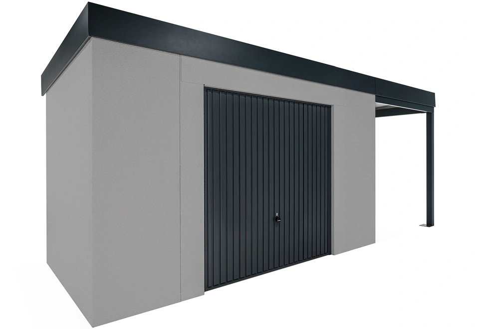 GARDEON® House with safety garage door with right carport