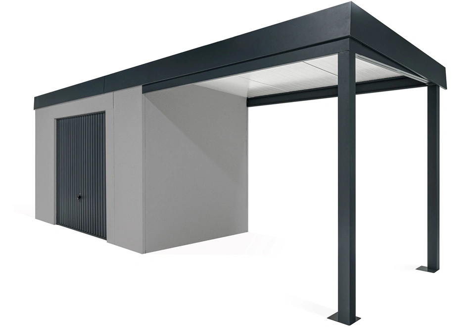 GARDEON® House with safety garage door with right carport