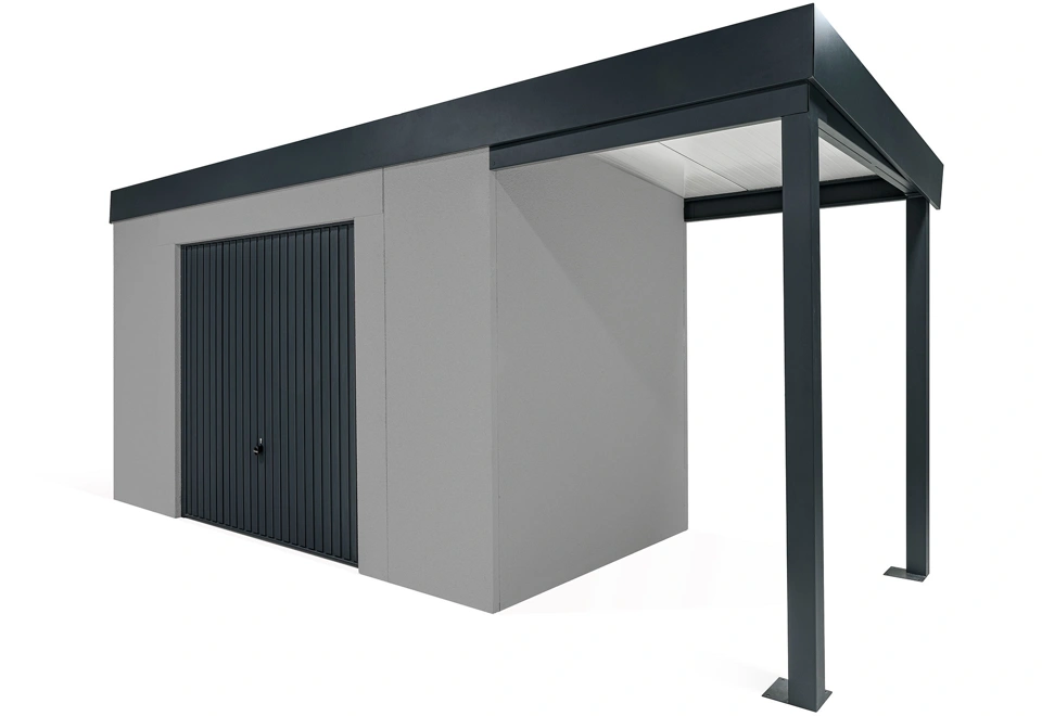 GARDEON® House with safety garage door with right carport