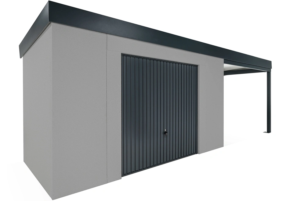 GARDEON® House with safety garage door with right carport