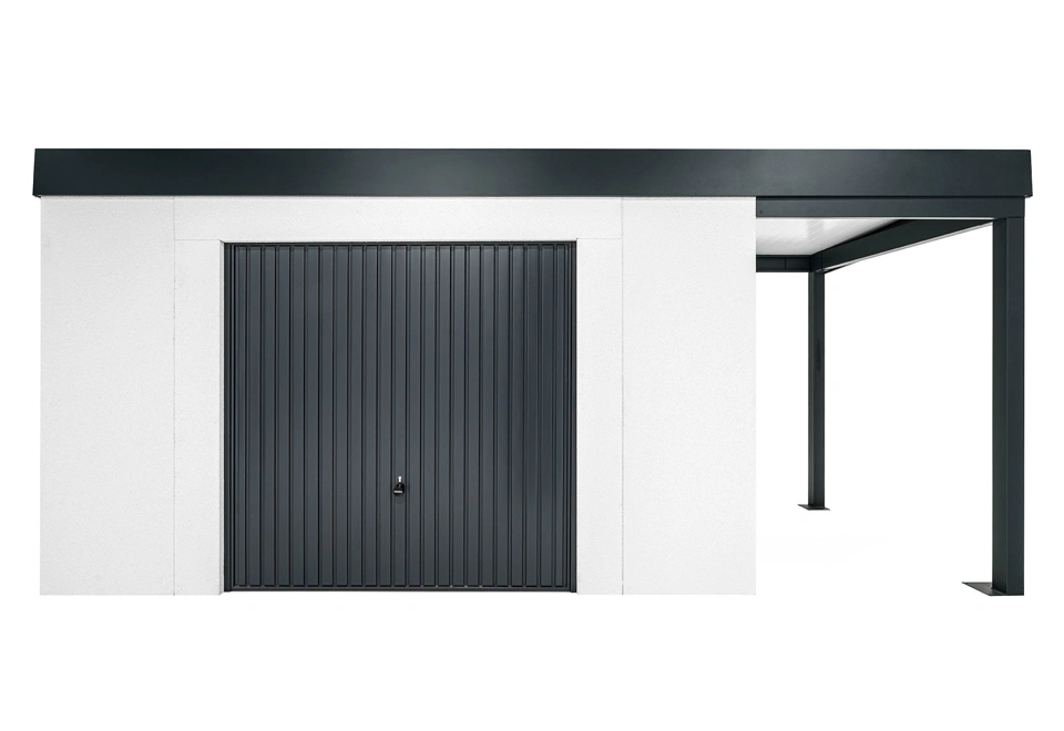 GARDEON® House with safety garage door with right carport