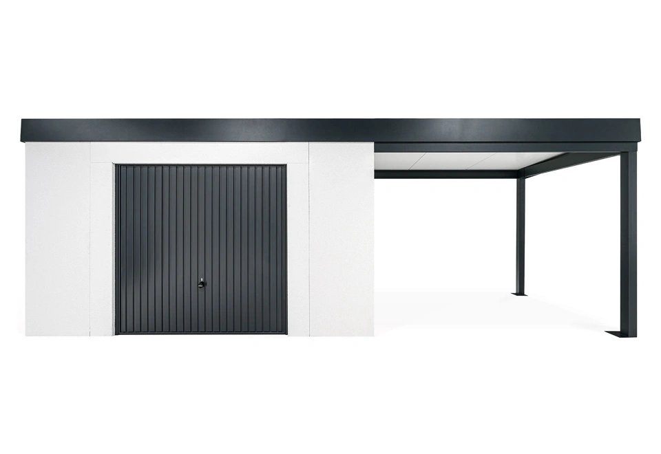 GARDEON® House with safety garage door with right carport