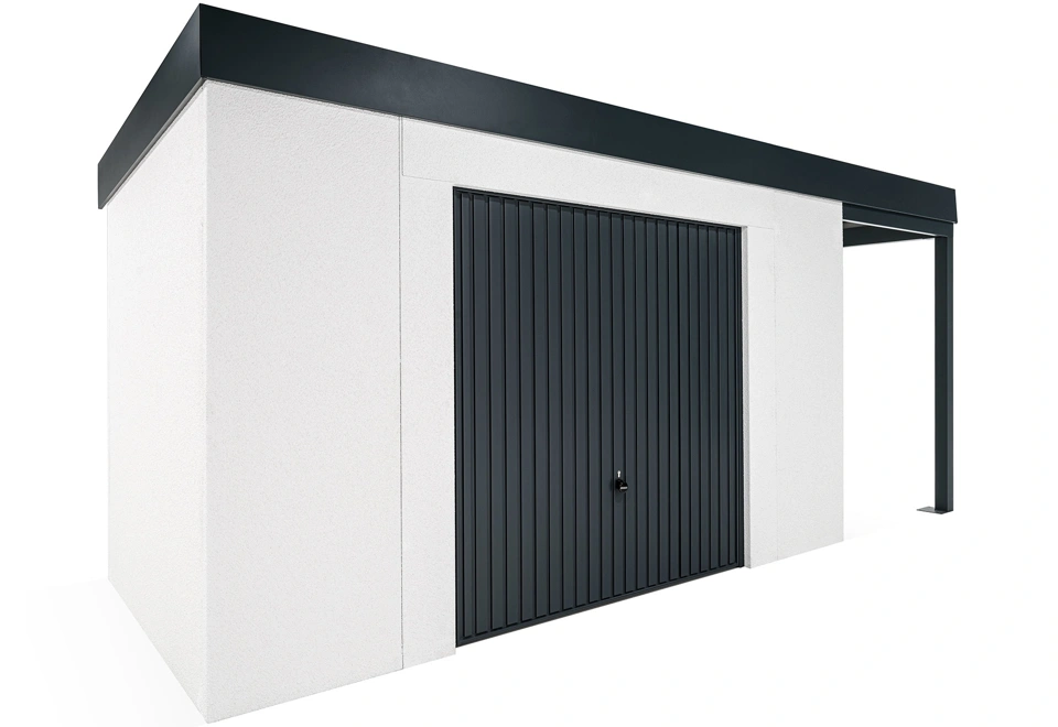 GARDEON® House with safety garage door with right carport