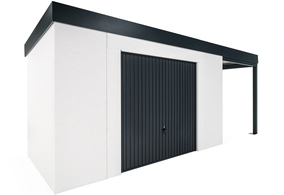 GARDEON® House with safety garage door with right carport