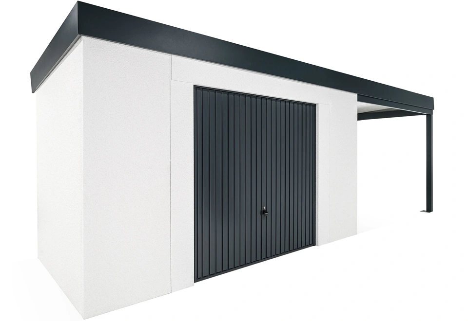GARDEON® House with safety garage door with right carport