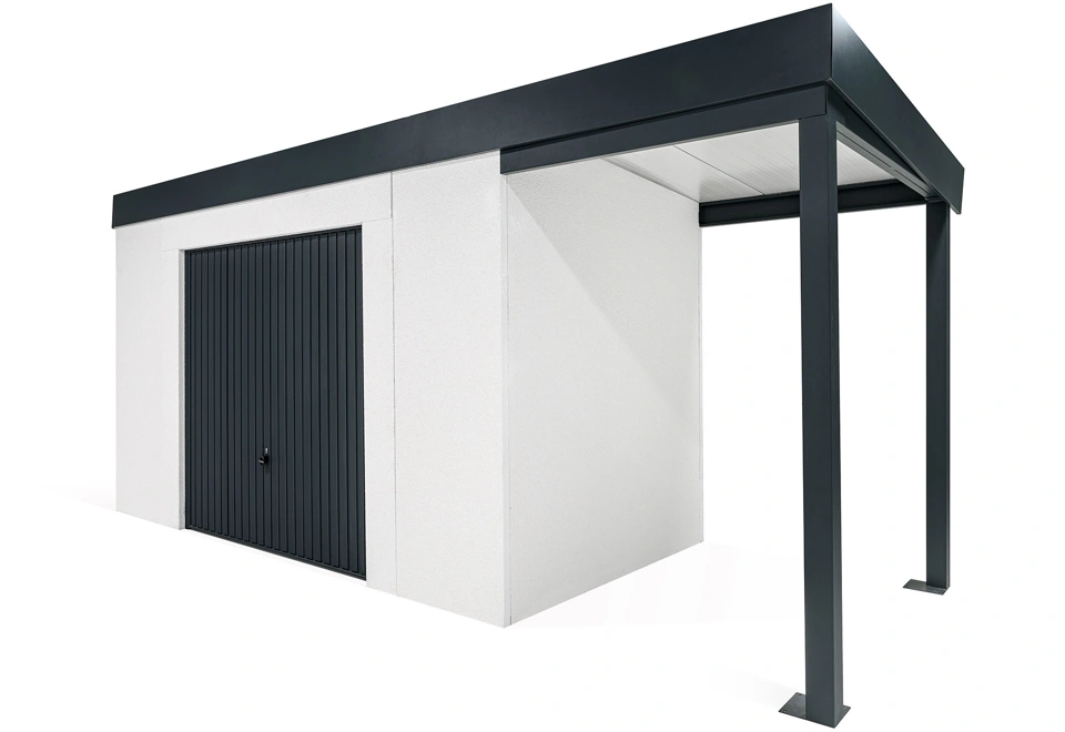 GARDEON® House with safety garage door with right carport