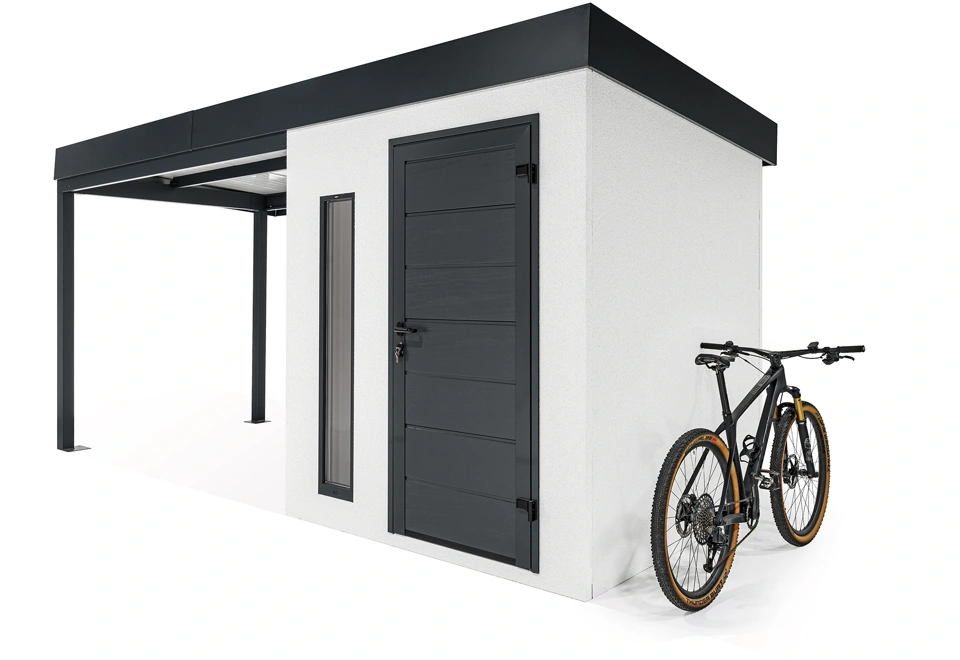 Garden house with skylight and carport