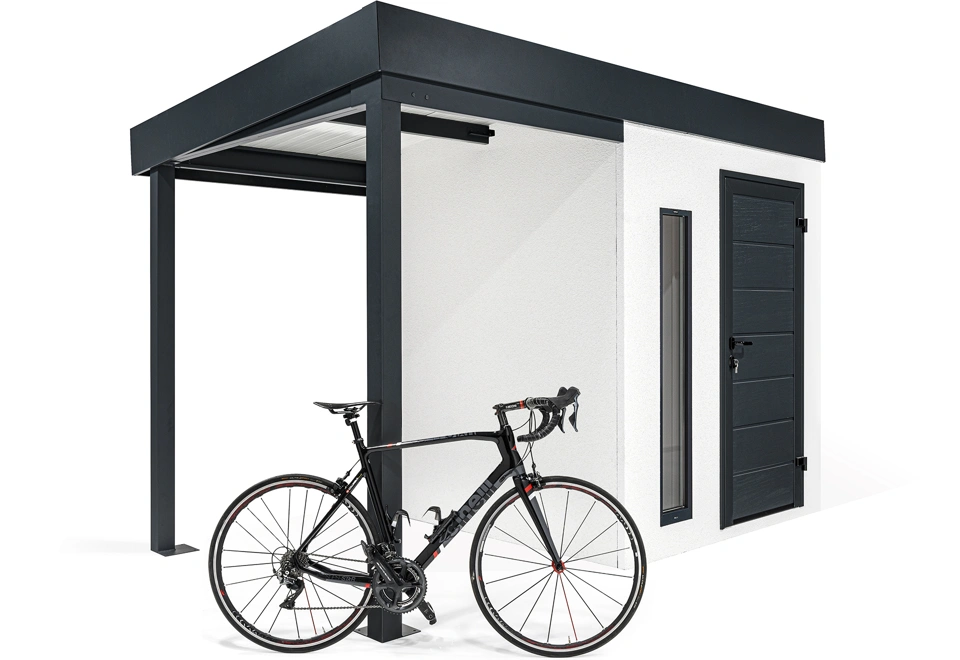 Garden house with skylight and carport