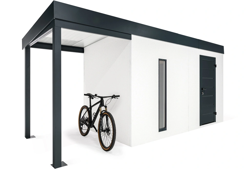 Garden house with panoramatic window