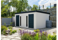 Garden house with Hormann safety garage door