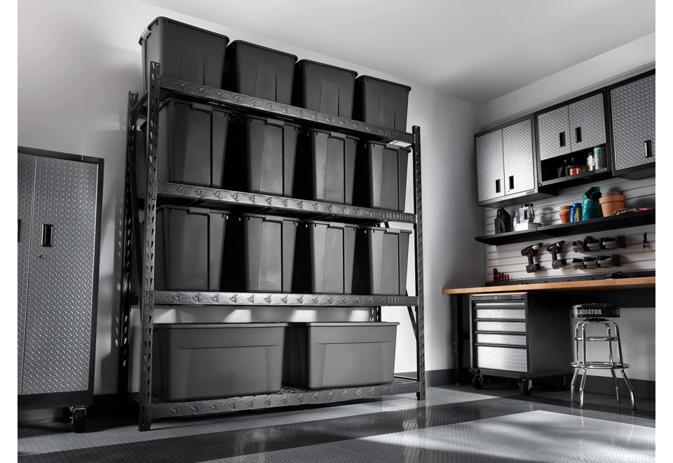 Heavy Duty MEGA RACK with four deep shelves GLADIATOR®